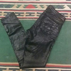 AG leatherette ankle skinnies